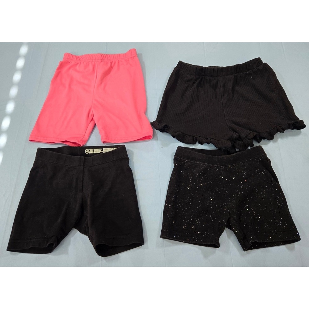 Toddler Girls Biker Shorts Lot 4pc Cat & Jack Wonder Nation 4T 4/5 Pink‎ Black